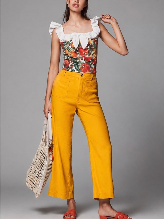 Anthropologie Pants - Anthropologie Maeve The Colette Linen Blend Crop Wide-Leg Pants size 25